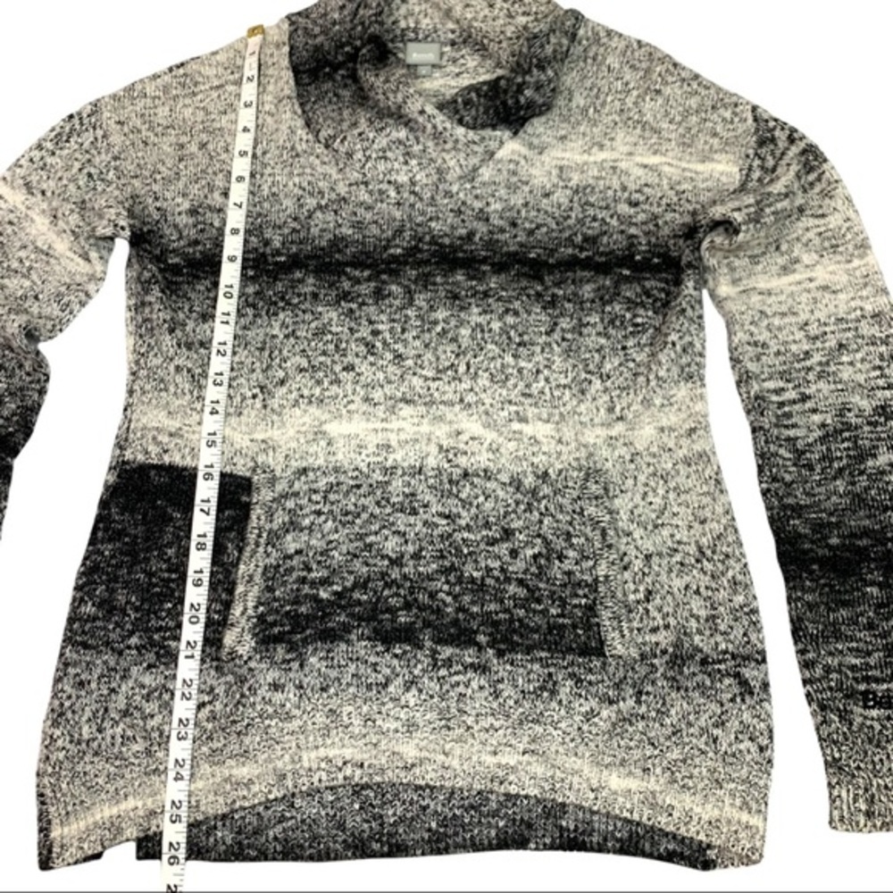Bench Cowl Neck Pullover Knit Sweater Women’s Black Grey White Stripe Medium - Picture 3 of 9